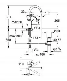 Slavina-baterija za sudoperu za 3 cevi Cosmopolitan EuroSmart Grohe