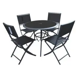 Baštenski set 4 stolice crne + sto 90cm Lipari