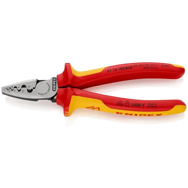 Knipex klešta za krimpovanje hilzni (kablovskih završetaka) 1000V VDE 180mm u blister pakovanju 97 78 180 SB