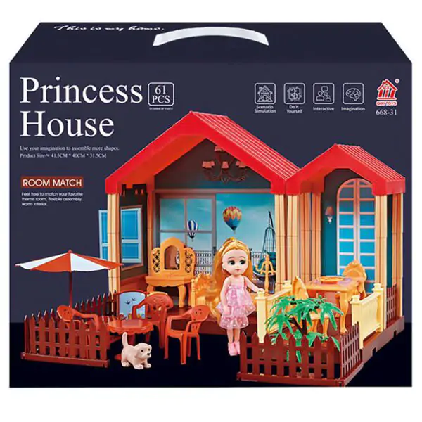 Princezina kućica set sa svetlom na baterije, od 61-delova
