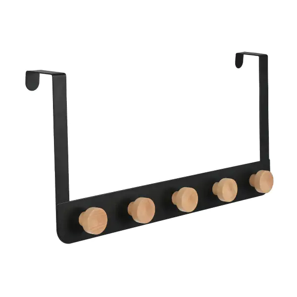 ESTIA ES02-18283 ČIVILUK ZA VRATA SA 5 KUKICA METAL DRVO CRNI