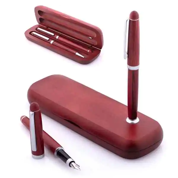 Set drvena hemijska olovka i penkalo u drvenoj futroli Woody