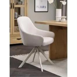 Trpezarijska stolica ROSTRUP rotirajuća bež tkanina 3640285