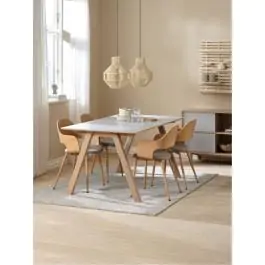 Trpezarijska stolica HVIDOVRE svetao hrast/svetlo siva tkanina 3670340