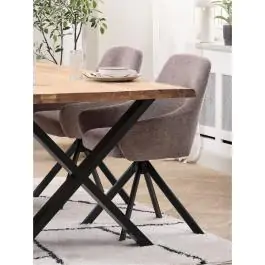 Trpezarijska stolica ROSTRUP rotirajuća bež tkanina/crna 3670360