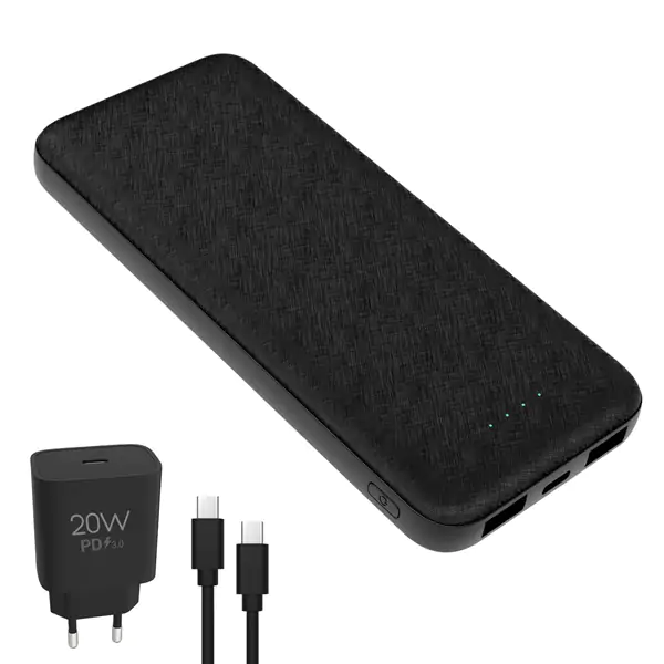 Power bank PMPB10SETW 10000mAh 20W crni+punjač 20W 10000 mAh 20W