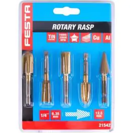 Rotaciona turpije - glodala FESTA – set od 5 komada, sa TiN presvlakom