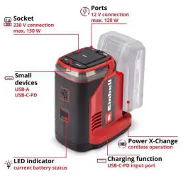 Einhell TE-ES 18/150/1 Li-C-Solo prenosni punjač za alat, elektroniku i uređaje 18V Power X-Change