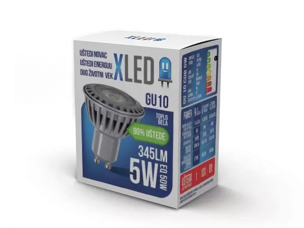 Led sijalica,GU10 - 5W,220V,Toplo bela,3000K,345Lm XLED