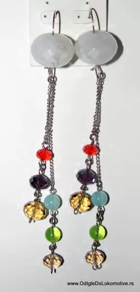 Minđuše od perli i kristalića ručna izrada unikat 9741