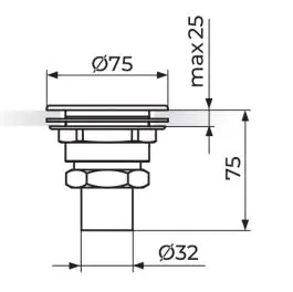 Odlivni sifon za tuš kadu - 5/4"- vertikalni Rosan S290/V