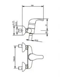 Slavina-baterija za tuš kadu - pomična konzola, gibljiva cev i tuš Armal - serija HIDRA