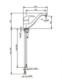 Slavina-Baterija za sudoperu sa ugaonim ventilima za nisko-montažni bojler HIDRA ARMAL