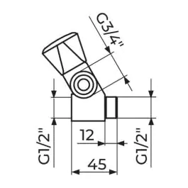 Jednoručna slavina - priključno prolazni ventil 1/2'' sa priključkom 3/4'' KLASIK Rosan A55112