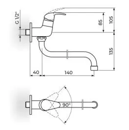 Jednoručna slavina - ventil za hladnu vodu, ceni izliv 140mm Perla JP523014 ROSAN