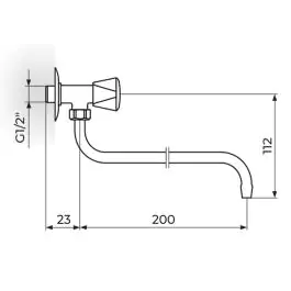 Jednoručna slavina - ventil 3/8'' g.deo - donji izliv 12mm za hladnu vodu KLASIK A501200