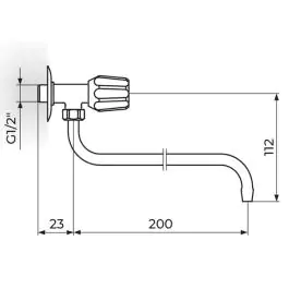 Jednoručna zidna slavina - ventil 3/8'' g.deo - donji izliv 12mm KLASIK FUMME Rosan AF501200