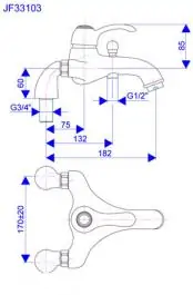 Slavina-Baterija za kadu - stojeća sa ručnim tušem Jaffar ROSAN