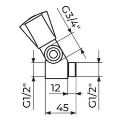 Priključno prolazna slavina - ventil 1/2'' sa priključkom 3/4'' KERAMIC Rosan AK55112