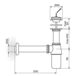 Sifon za lavabo - sudoperu 5/4'' Rosan S200