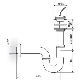 Sifon cevni za lavabo - sudoperu 5/4 " Rosan S215