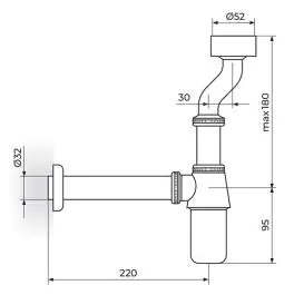 Sifon za pisoar - 5/4" Rosan S200/P