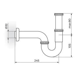 Sifon cevni za lavabo - sudoperu PODSKLOP 5/4" Rosan S215/B