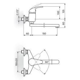 Slavina-Baterija za sudoperu - lavabo 150mm King ROSAN