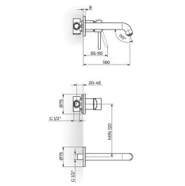 Uzidna baterija za lavabo 230mm ROSAN