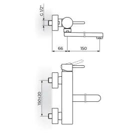 Baterija za sudoperu - lavabo izliv 150 mm ROSAN