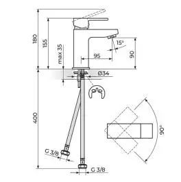 Slavina - baterija za lavabo Quadro JQ30101 ROSAN