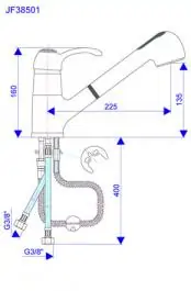 Slavina-Baterija za sudoperu sa izvlačnim tušem za ispiranje Jaffar ROSAN