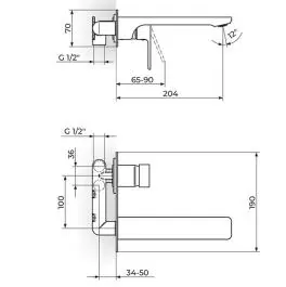 Quadro - Uzidna baterija za lavabo sa izlivom 230 mm ROSAN