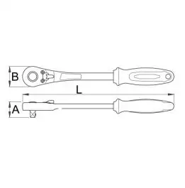 Čegrtaljka dvosmerna, prihvat 3/8", produžena 238.1/1ALBI 260mm UNIOR