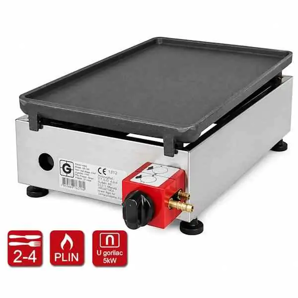 Stoni plinski roštilj inox 26 x 40, gusana glatka ploča MINI 26 gusana glatka ploča
