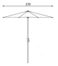 Suncobran standardni braon sa čekrkom i nagibom Barbados fi 270 cm