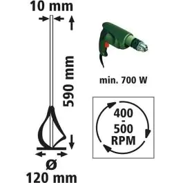 Mikser za boju i malter 100x600mm 15-20 l bulk WOLFCRAFT