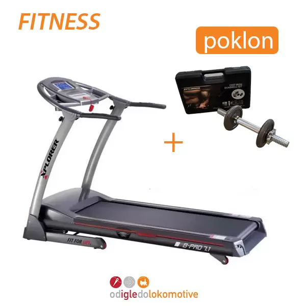 Motorna traka za trčanje B-PRO 7.1 + poklon Set livenih tegova 10 kg Xplorer