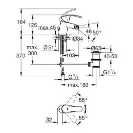 Slavina-baterija za bide EUROSMART GROHE