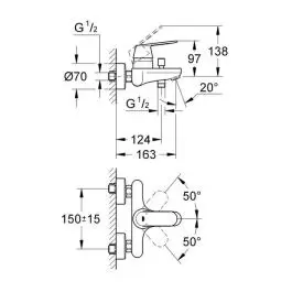 Slavina-baterija za kadu EuroSmart Cosmopolitan Grohe