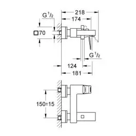 Slavina - baterija za kadu Eurocube Grohe