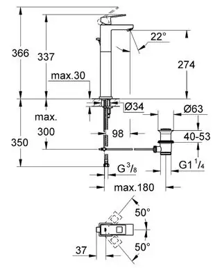 Jednoručna baterija za umivaonik Eurocube Grohe