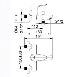 Slavina sa tušem za kadu Static 10K Lux Rubineta