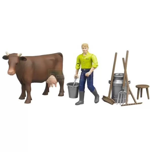 Set sa figurama-farmer sa kravom Bruder