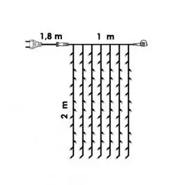 LED svetleća zavesa 140 kom sa mogućnošću proširenja 1x2m + 1.8m toplo bela