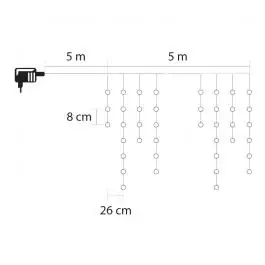 Svetleći niz sa 100 hladno belih LED dioda 5 + 5m spoljašnja upotreba