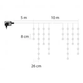 Svetleći niz sa 200 hladno belih LED dioda 10 + 5m spoljašnja upotreba