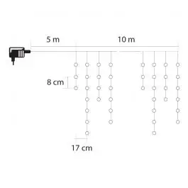 Svetleći niz sa 300 hladno belih LED dioda 10 + 5m spoljašnja upotreba