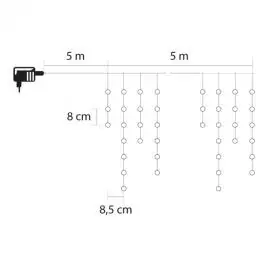 Svetleći niz sa 300 toplo belih LED dioda 5 + 5m spoljašnja upotreba