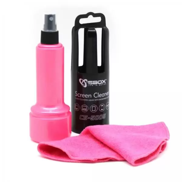 Set za čišćenje LCD, LED i Plazma ekrana sa mikrofiber krpicom pink CS 5005 P SBox